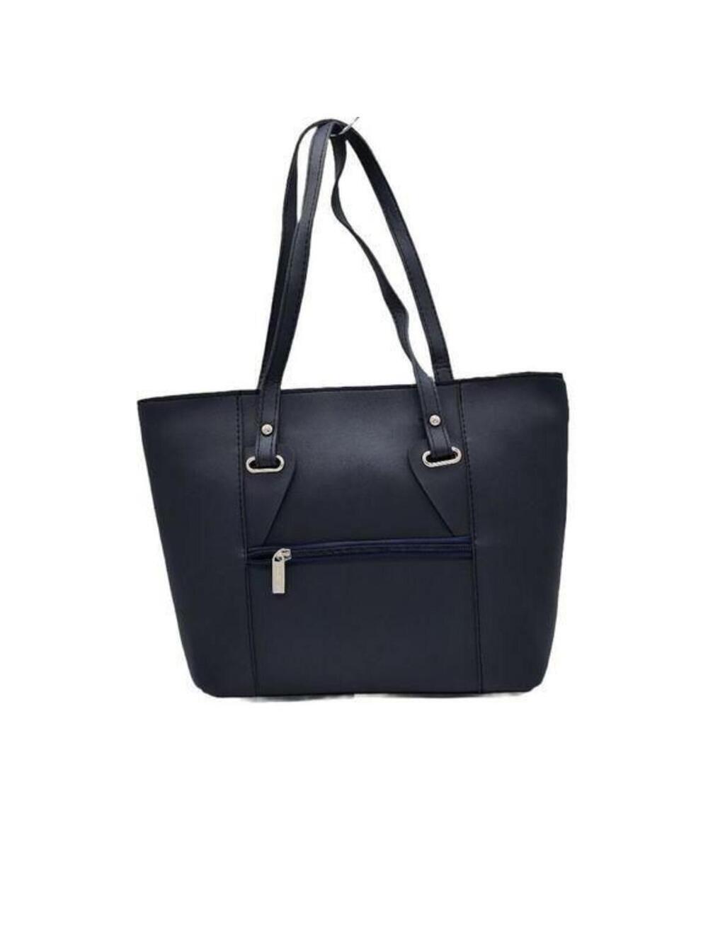 Navy Blue Shoulder Bag with Convenient Outside Pocket